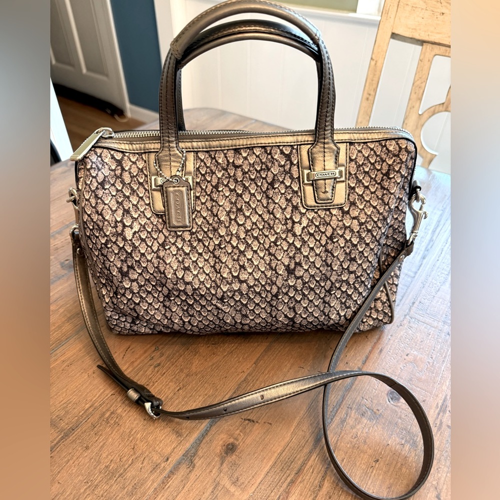 Coach Taylor Python Print Bag. Soft Canvas Excellent Condition.